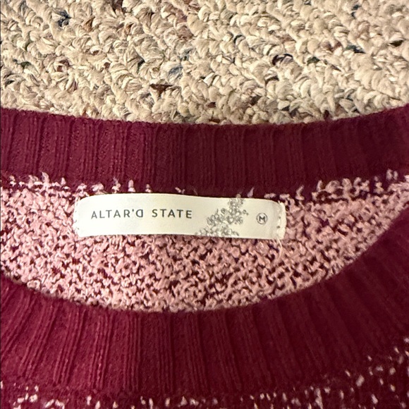 Altar'd State Burgundy and Pink Bow Sweater - Picture 2 of 9